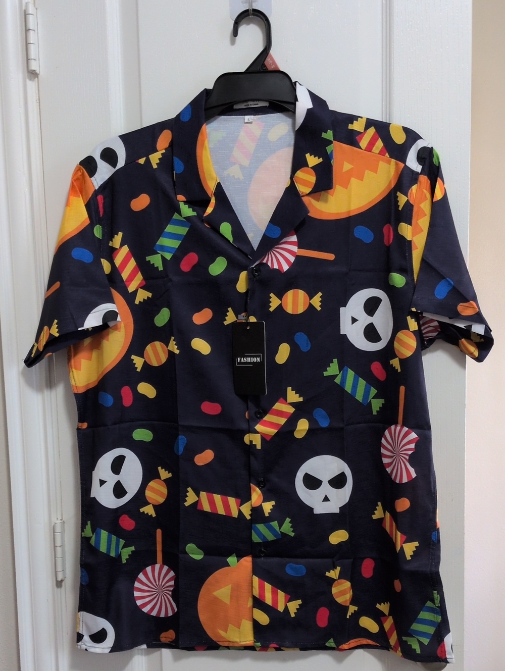 Men's Candy And Skulls Halloween Button Down Shirt